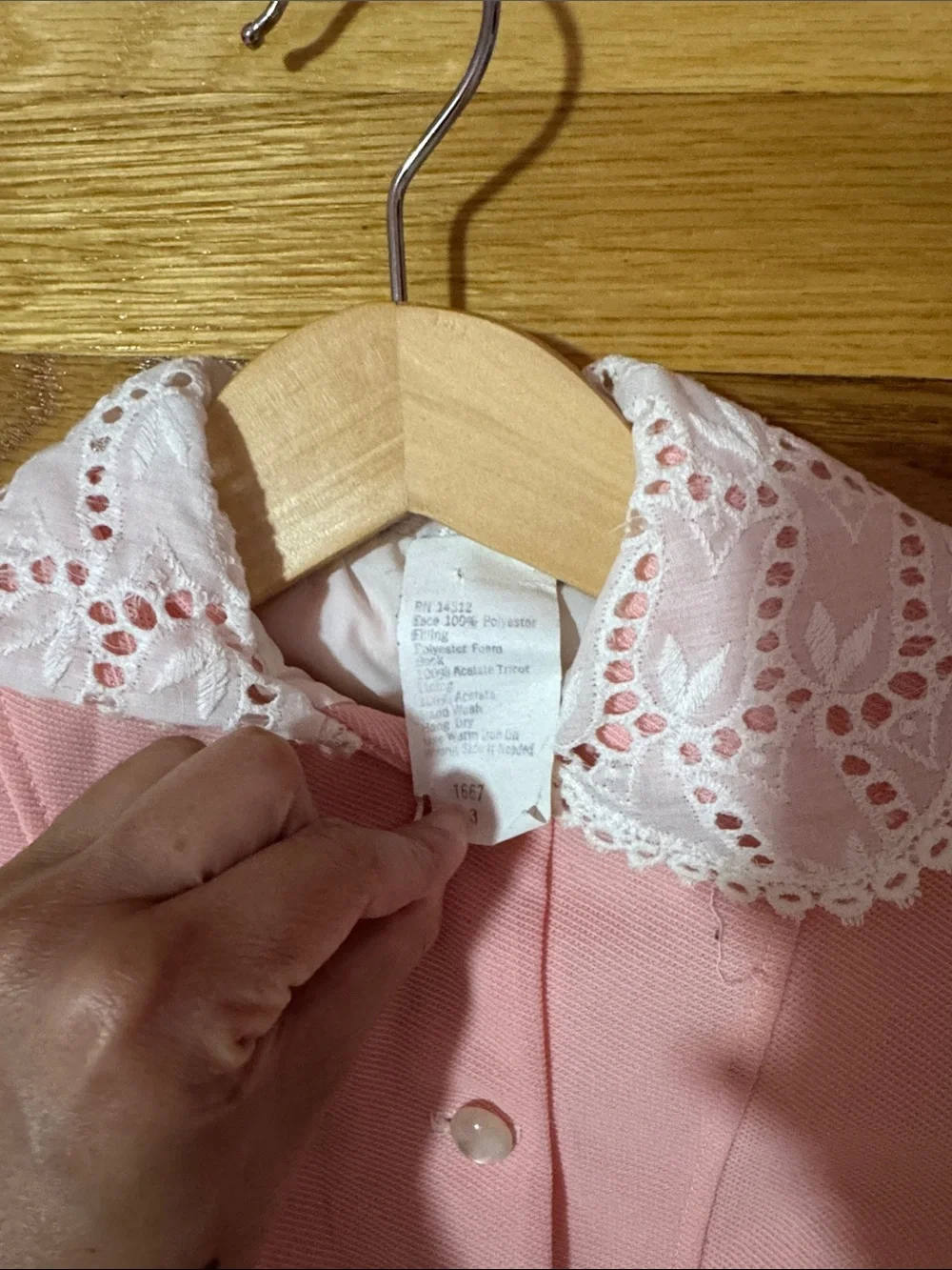 Vintage Girls' Pink Double-Breasted Coat with Lace Collar and Matching Hat